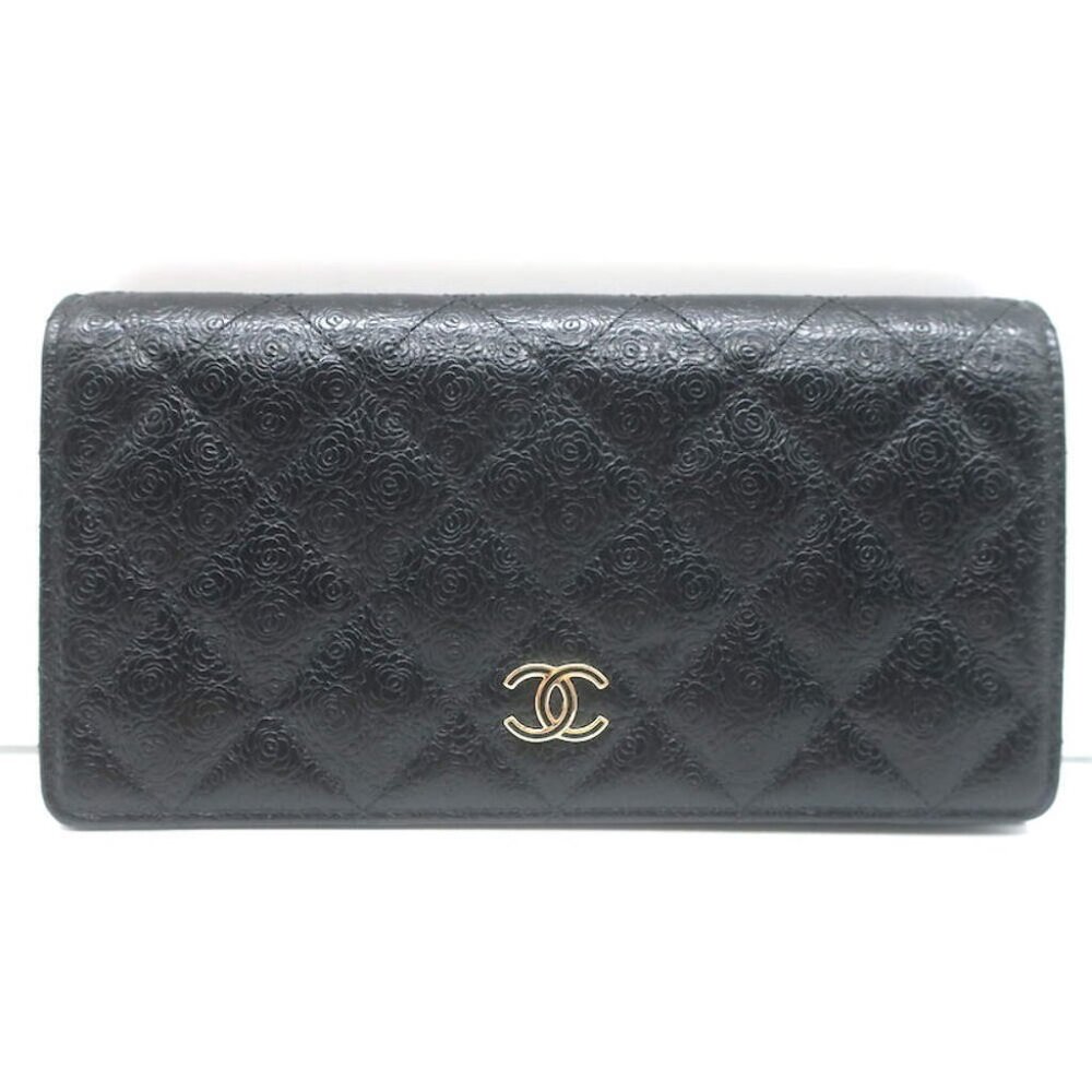 Chanel Camellia-Embossed Quilted Leather L Yen Continental Wallet Black - Picture 3 of 15